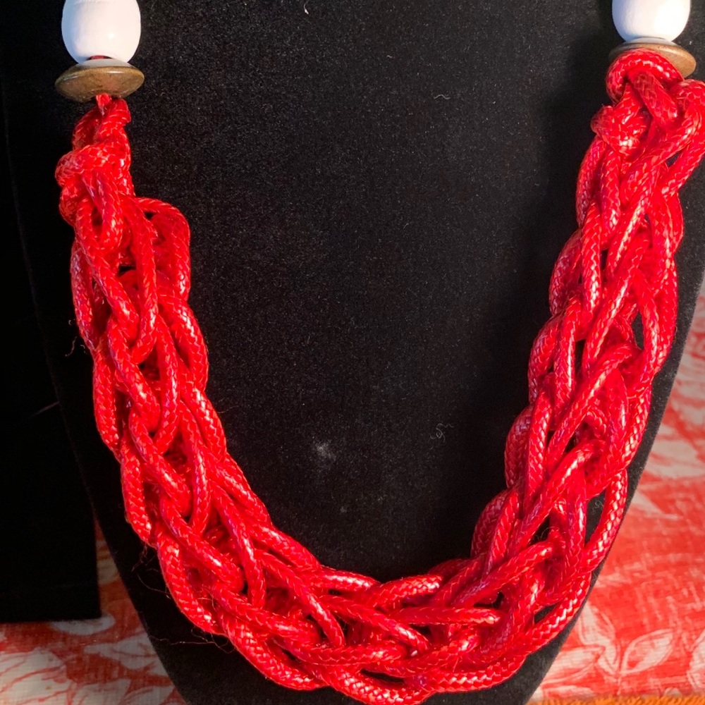 Boho statement necklace red